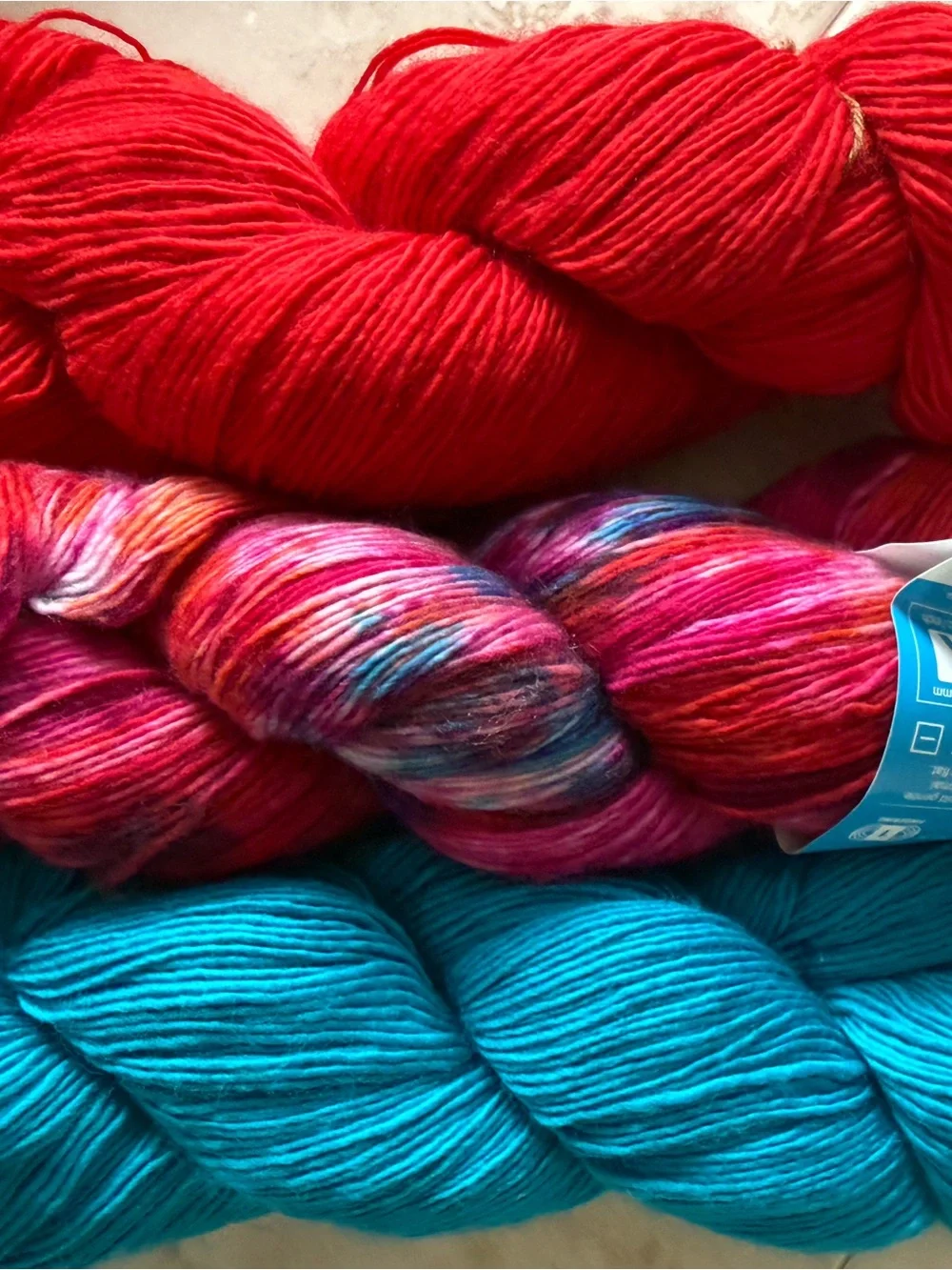 Vibrant Hand-Dyed Yarn Bundle - Red, Multi, Turquoise